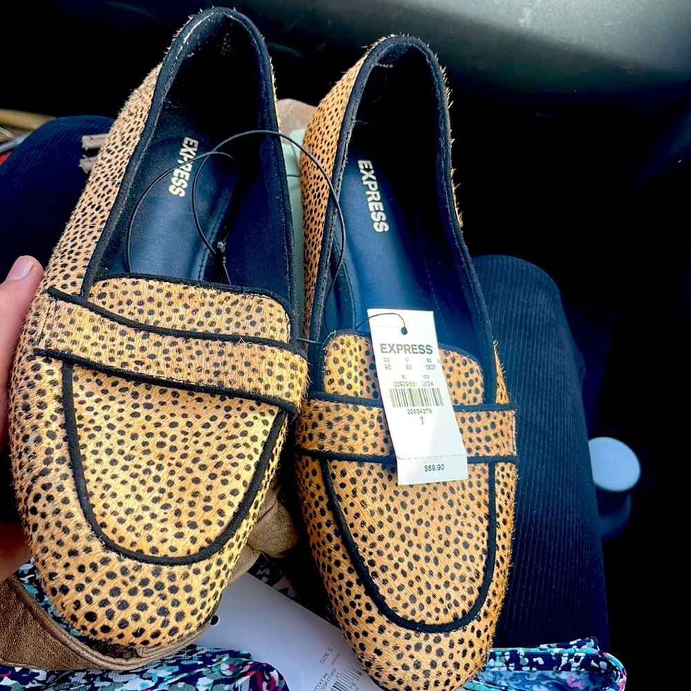 New Express Slide on Leopard Print Flats
